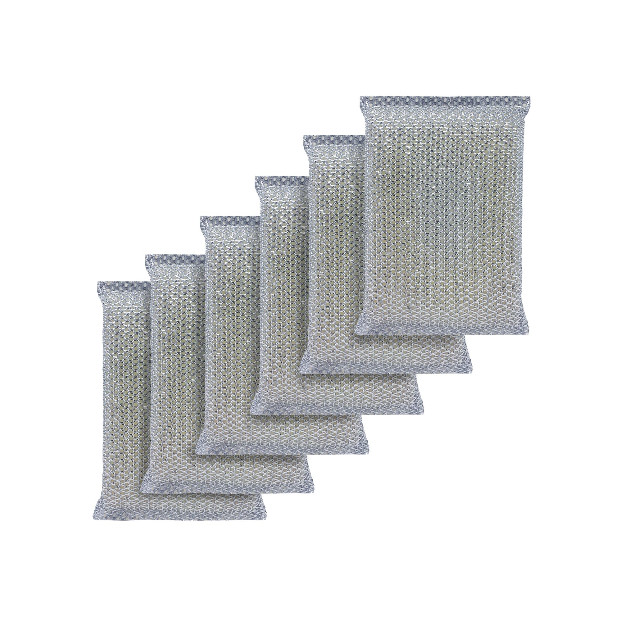 LOLA Wonder Non-Scratch Scouring Pad, 6 Pack, Large Knitted Flat Wire Cloth Fibers w/ Foam Sponge Core, Assorted Colors (Gold or Silver)
