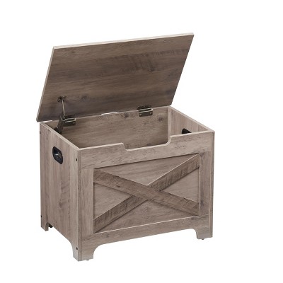Toy Box, Retro Wooden Look Storage Chest with Safety Hinge, Entryway Storage Bench Supports 220 Lb, Barn Style Organizer