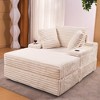WhizMax Chaise Lounge Chair Indoor with Storage Ottoman, Upholstered Corduroy Sofa Bed Cloud Couch with 3 Pillows for Living Room, Bedroom (Beige) - 3 of 4
