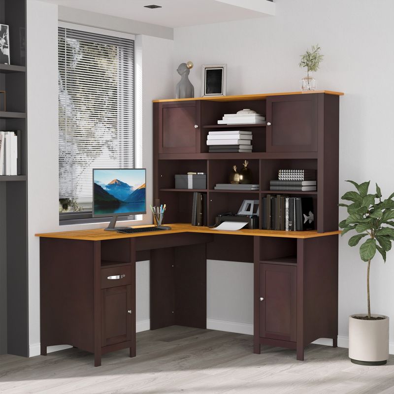 HOMCOM L-Shaped Computer Desk with Storage Shelves, Home Office Desk with Drawers and Cabinets, 3 of 7