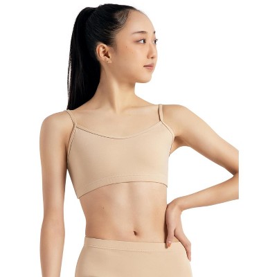 Capezio Beige Women's Seamless Racerback Sports Bra, Medium