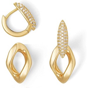 Gold Huggie Hoop Earrings for Women 14K Gold Plated Cubic Zirconia Drop Dangle Earring Hypoallergenic Gold Jewelry Gifts - 1 of 4