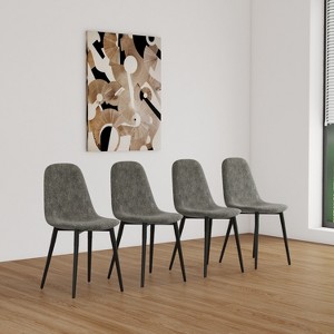 DOMETOUR Dining Chairs Set of 4 Modern Accent Chairs with Linen Fabric Upholstered Seat, Spoon Shape Kitchen Chair for Dining Room Kitchen - 1 of 4