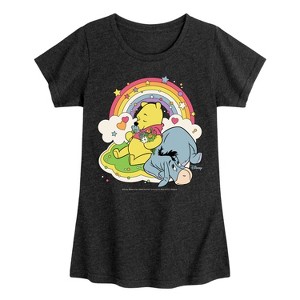 Girls' - Winnie the Pooh - Eeyore Rainbow Florals Fitted Short Sleeve Graphic T-Shirt - 1 of 3