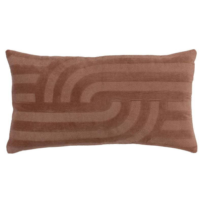 14&#34;x26&#34; Oversized Solid Striped Poly Filled Lumbar Throw Pillow Camel - Rizzy Home, 1 of 11