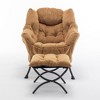 Sapphtopaz Velvet Accent Chair and Ottoman Set Tufted Upholstered Recliner Chair with Metal Legs Leisure Reading Chair for Living Room, Bedroom - 3 of 4