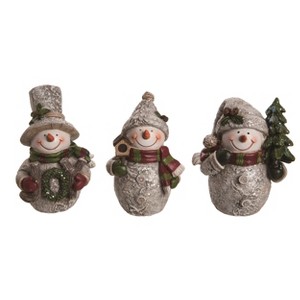 Transpac Small Resin Birch Snowman Figurine Set of 3 Christmas Home Decorations - 1 of 1