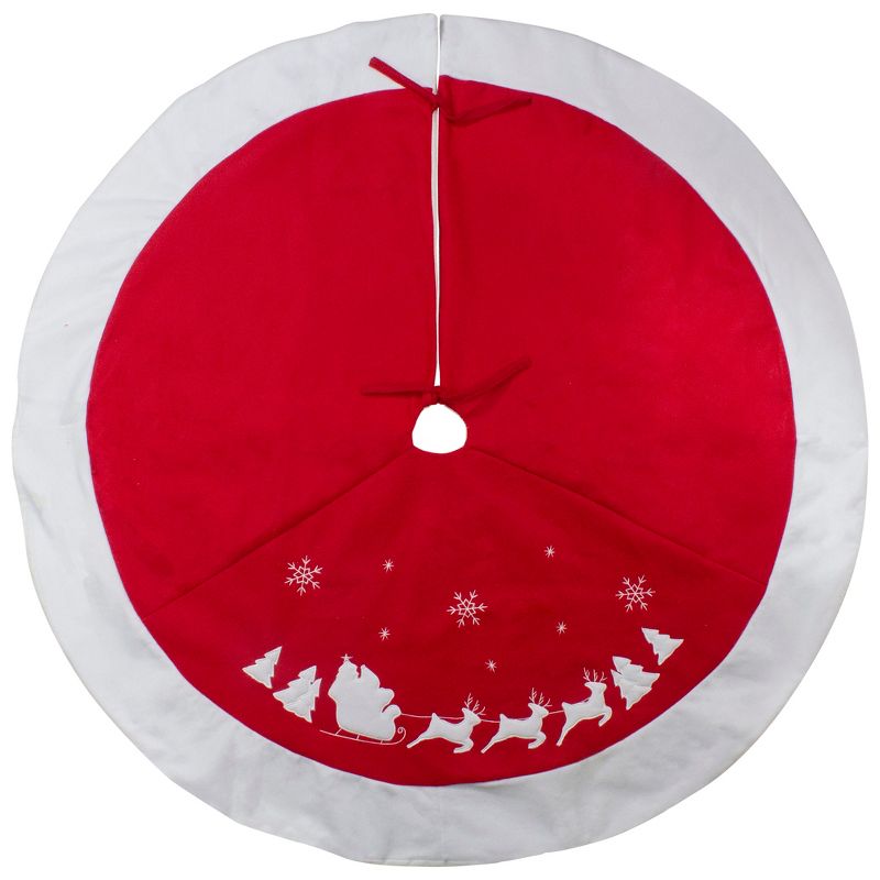 Northlight Santa Claus and Reindeer Christmas Tree Skirt - Red/White, 2 of 5