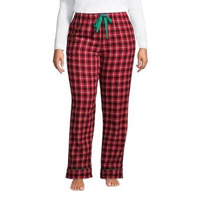 Lands' End Women's Plus Size Print Flannel Pajama Pants - 3x - Rich Red ...