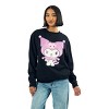 Kuromi Big Face Plush Character Women's Black Crew Neck Long Sleeve Oversized Fleece Sweatshirt - 2 of 4