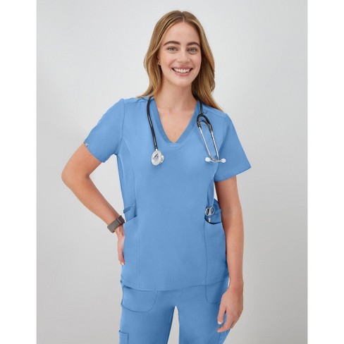 Hanes Comfort Fit Scrubs Women's Scrub Top Ceil Blue M : Target