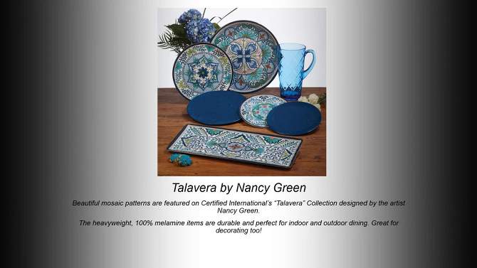 Certified International Talavera by Nancy Green Melamine Salad Plates 9" Blue - Set of 6, 2 of 5, play video