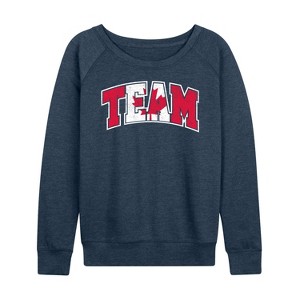 Women's - Instant Message - Team Canada Lightweight French Terry Wide Neck Long Sleeve Graphic Shirt - 1 of 4
