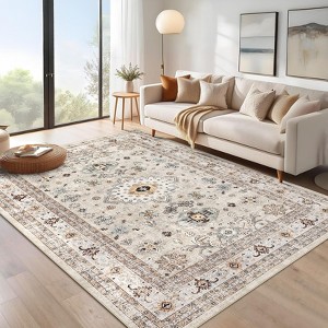 Vintage Runner Rug Farmhouse Distressed Runners Washable Ultra-Thin Rug Runner Non Slip Floor Carpet Runner Indoor Soft Area Rugs for Hallways Kitchen - 1 of 4