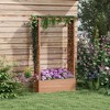Outsunny Raised Garden Bed with Trellises and Roof for Climbing Plant Vine, Hanging Flowers, 70.75"H Outdoor Wood Planter Box with Drainage & Filter - 3 of 4