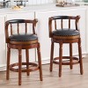 Sapphtopaz 1PC Retro Bar Stools with 360°Swivel Leather Upholstered Wooden Round Counter Stools with Nailhead for Kitchen Island - 2 of 4