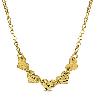 EVERLY JEWELRY | Yellow Plated Sterling Silver 5.3mm Heart Center with 1.7mm Rolo Chain Necklace, 16 inc  + 2 inc - 1 of 4