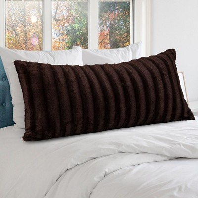 Chocolate Brown Faux Fur Rectangular Body Pillow