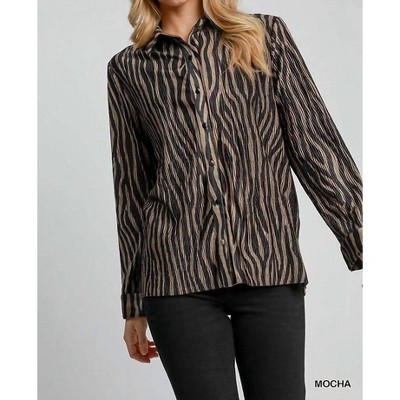 Women's Pleated Print Velvet Top - umgee