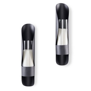 Danya B Wall Mount Hugging Metal Candle Sconces with Glass Inserts - (Set of 2) - Black - 1 of 4