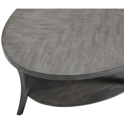 Gray and Wood Oval Coffee Table, 48"