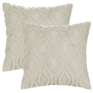 Unique Bargains Shaggy Plush Faux Fur Throw Patterned Pillow Covers 2 Pcs - 1 of 4