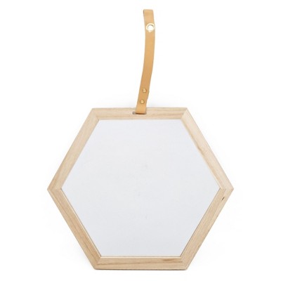 FURNIinspire Decorative Wall Mirrors Geometric Hexagon Mirror for Modern Home Accent, beige brown, 15.5"*3"*2.5"