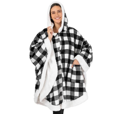 PAVILIA Angel Wrap Hooded Blanket for Women Adult, Wearable Cozy Wrap Throw Fleece Shawl Cape