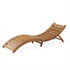 SKRAN Wood Foldable Curvy Chaise Lounge with Open Slat Paneling for Garden, Backyard and Pond (Brown) - 4 of 4