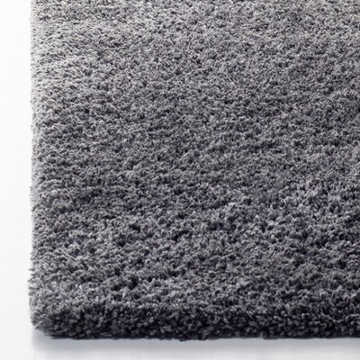 Gray Rectangular Hand-knotted Shag Area Rug