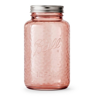 Vintage Rose Pink 32oz Glass Canning Jar Set, Dishwasher Safe