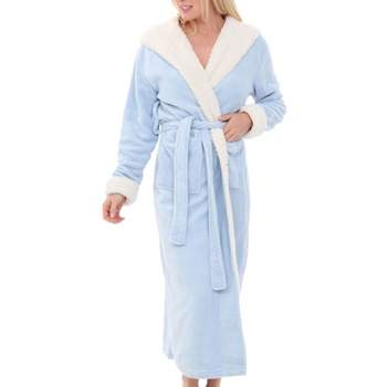 Women's Warm Robe, Plush Fleece Full Length Long Hooded Bathrobe