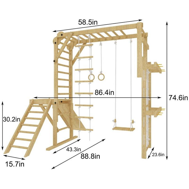 Avenlur Grove - Wood indoor 8-in-1 Wall Jungle Gym, 2 of 8