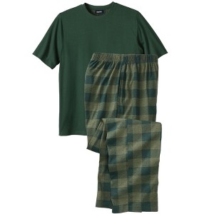 KingSize Men's Big & Tall Jersey Knit Plaid Pajama Set - 1 of 4