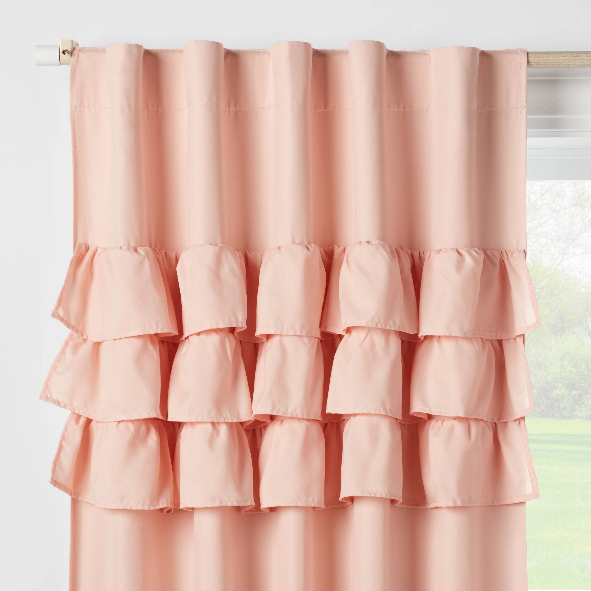 42"W x 84"L Ruffle Kids' Blackout Window Curtain Panel Pink - Pillowfort™