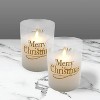 Lumabase 2ct Battery Operated LED Glass Candles with Moving Flame Merry Christmas - 3 of 4