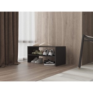 Vynxaria Modern Shoe Rack, Stackable, Space-Saving, Black, 27.1"W, Howard Model - 1 of 4