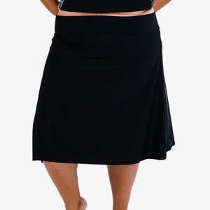Calypsa Women's Plus Size Below The Knee Swim Skirt With Capri Leggings - 1 of 4