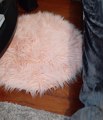 Pink Cotton Soft Touch Fur Door Bedroom Circular Floor Mat