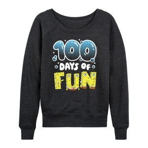 Women's - SpongeBob SquarePants - 100 Days Of Fun Lightweight French Terry Wide Neck Long Sleeve Shirt - 1 of 4