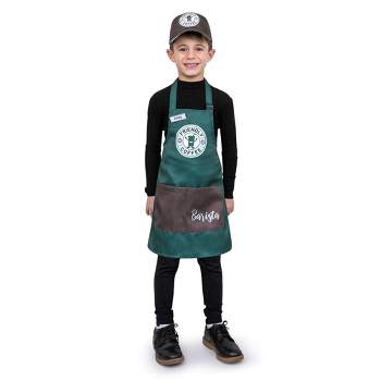 Dress Up America Barista Costume for Kids - Green Apron and Cap