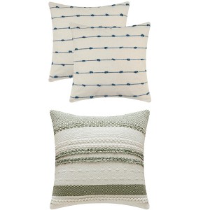 REGALWOVEN 3 Pcs Striped Modern Decorative Throw Pillow Covers Square 18" x 18" - 1 of 4