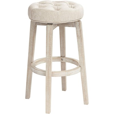 55 Downing Street Shelby 29" White Wash Backless Swivel Bar Stool