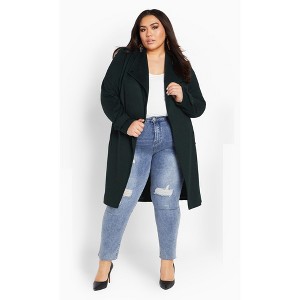 Women's Plus Size Isabella Coat - emerald | CITY CHIC - 1 of 4