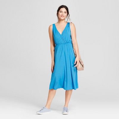 Women's Knit Wrap Dress - A New Day™ Blue XL