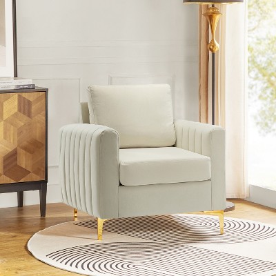 Iapygia Contemporary Tufted Wooden Upholstered Club Chair with Metal Legs  for Bedroom and Living Room Club Chair  | ARTFUL LIVING DESIGN