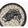 Earth Rugs Round Big Mouth Bass Coaster – 7" Braided Jute Mat with Hand-Stenciled Fish Design in Rustic Greens and Natural Earth Tones - 2 of 3