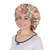 Anna-Kaci Women Silk Bonnet for Sleeping Satin Hair Bonnet with Floral Print and Long Tie Band - 2 of 4