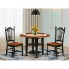 HomeStock 3-Piece Black and Cherry Finish Round Solid Wood Top Dining Table Set - 2 of 4