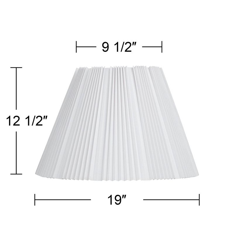 Springcrest Collection Hardback Knife Pleated Empire Lamp Shade White Large 9.5" Top x 19" Bottom x 13" Slant Spider with Harp and Finial Fitting, 5 of 9